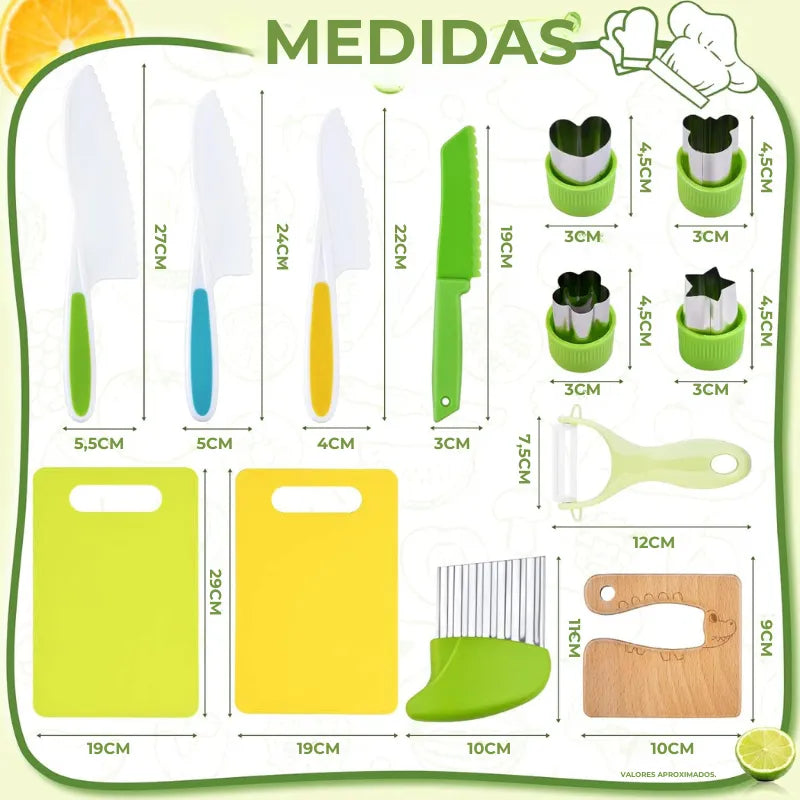 Kit de Cozinha Montessori para Crianças - 13 Peças