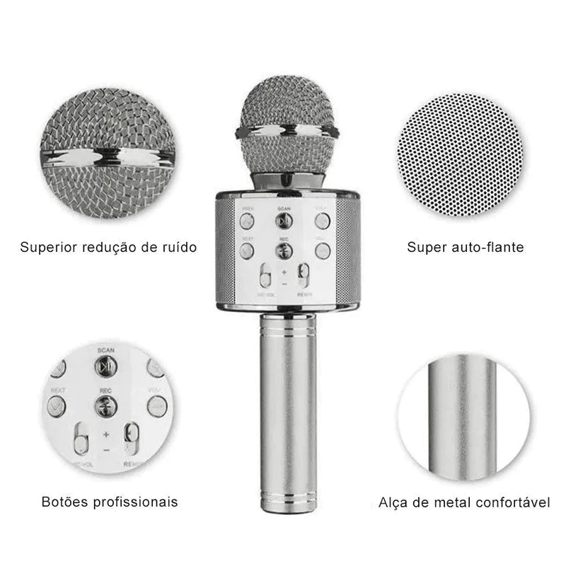 Microfone Infantil de Karaoke Bluetooth Sem Fio