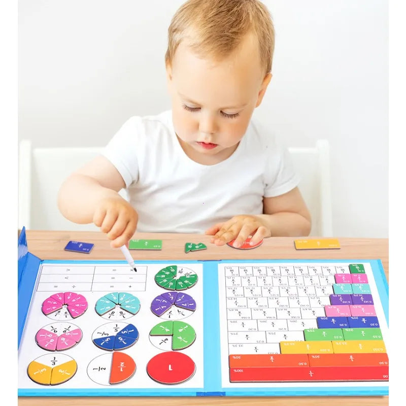 Jogo Matemático Montessori de Frações - Brinquedo Educativo Magnético