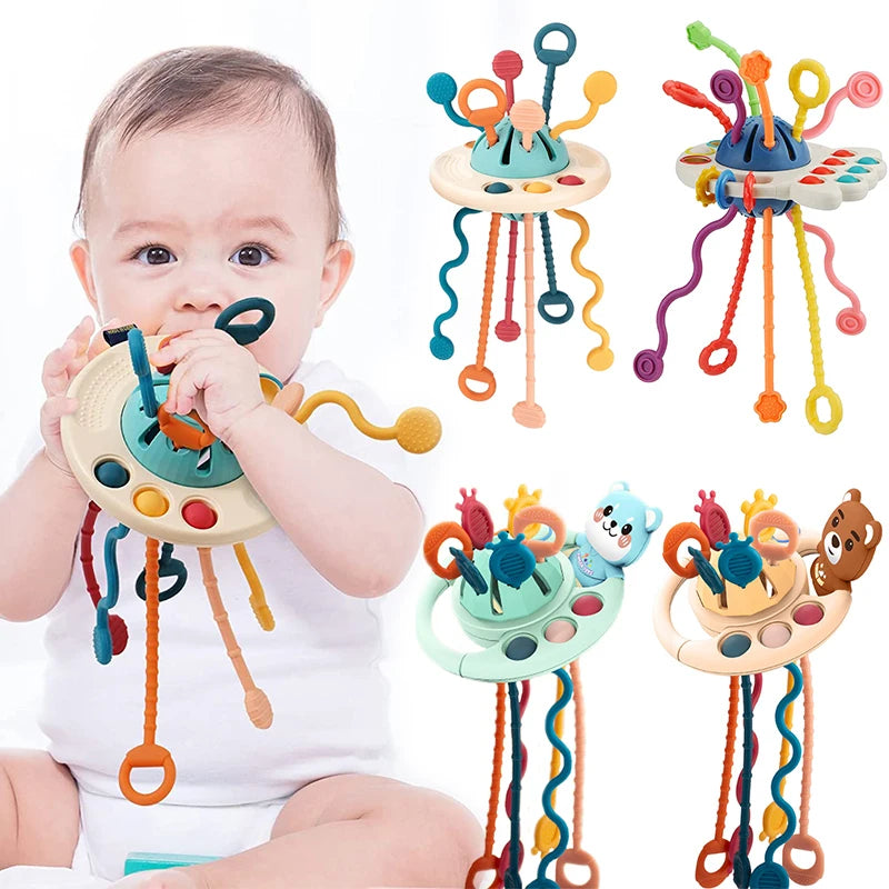 Brinquedo de Dentição Sensorial - Jogo de Cordas Montessori