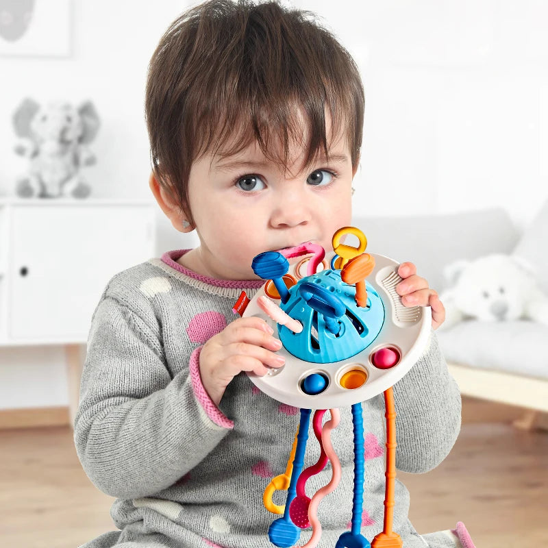 Brinquedo de Dentição Sensorial - Jogo de Cordas Montessori