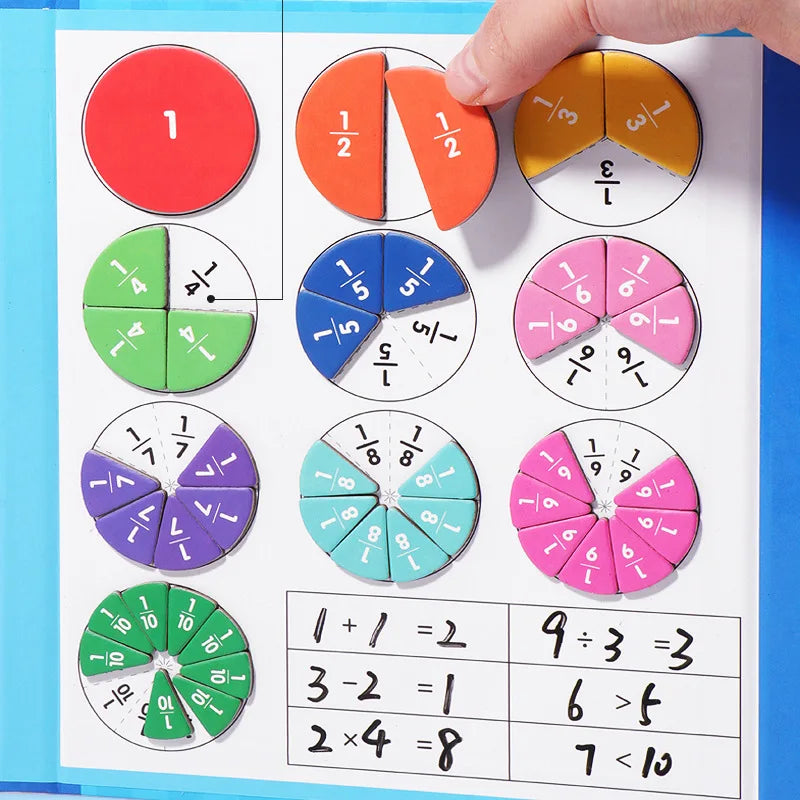 Jogo Matemático Montessori de Frações - Brinquedo Educativo Magnético