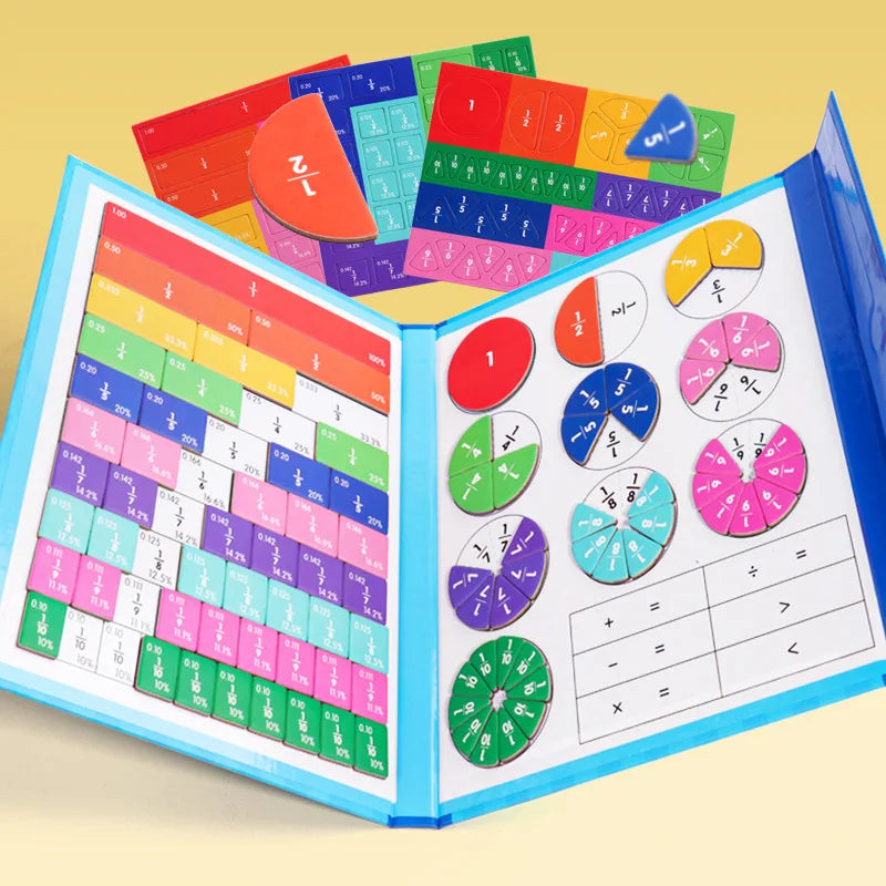 Jogo Matemático Montessori de Frações - Brinquedo Educativo Magnético