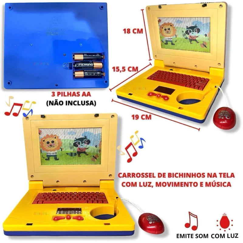 Notebook De Brinquedo Laptop Infantil Musical Com Luz Educativo