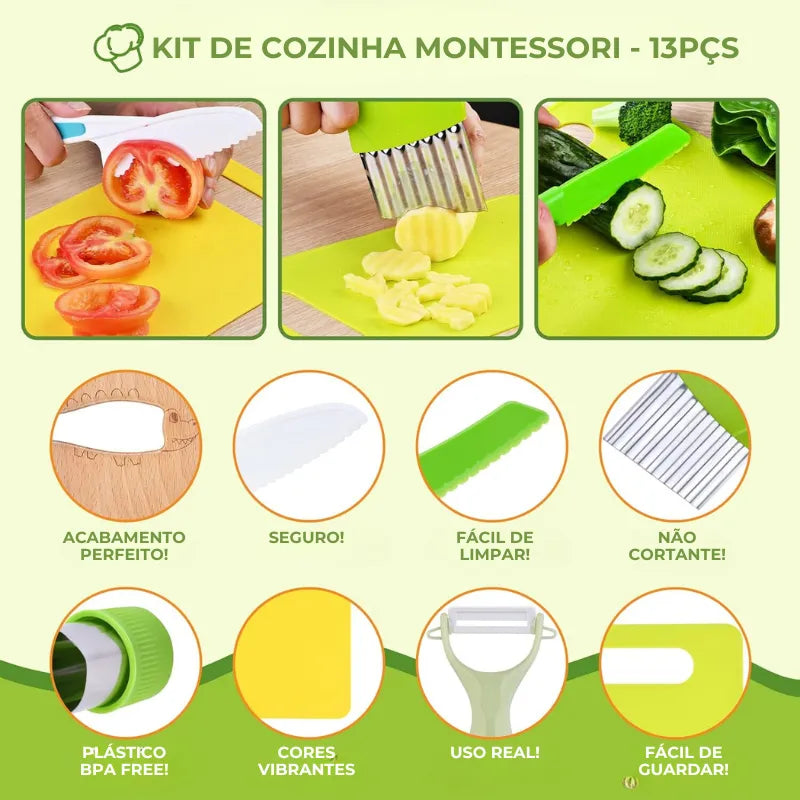 Kit de Cozinha Montessori para Crianças - 13 Peças