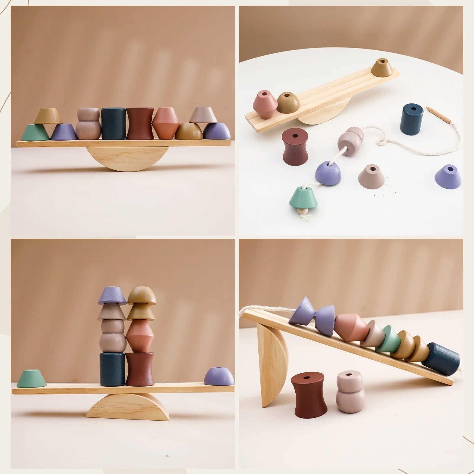 Brinquedo de Enfiar e Empilhar Animais - Aprendizado Montessori Divertido