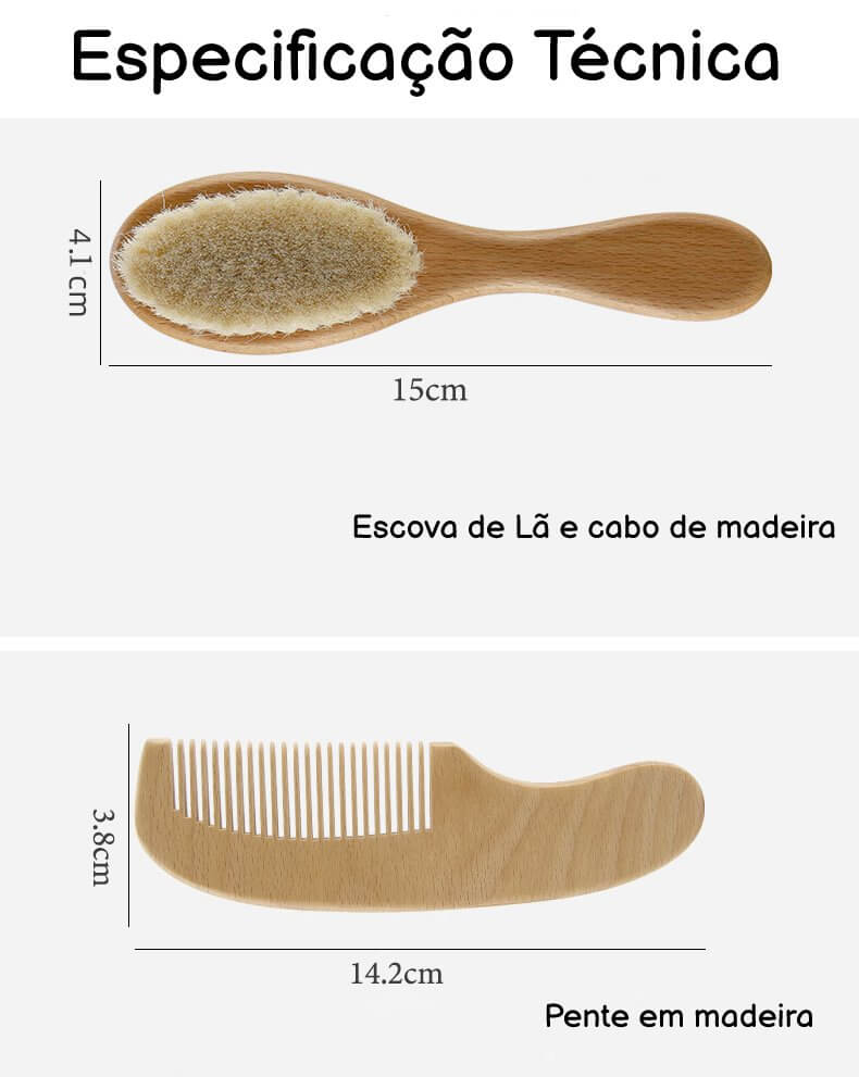 Escova e Pente Para Cabelo de Bebê - BabyClean