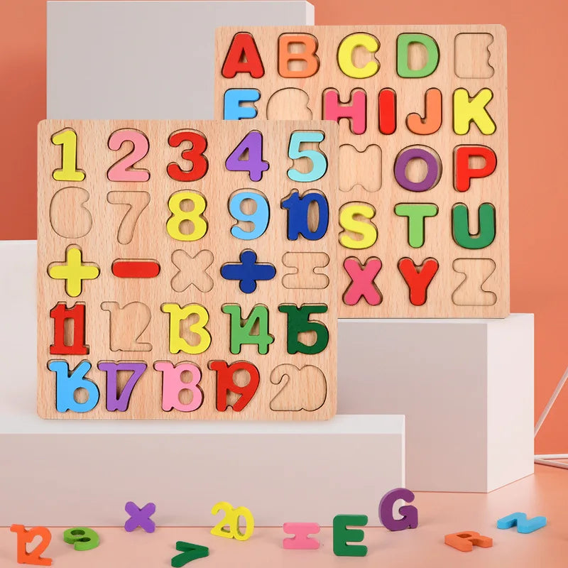 Tabuleiro Didático 3D de Alfabeto e Números Coloridos