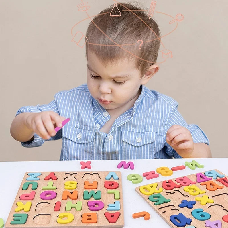 Tabuleiro Didático 3D de Alfabeto e Números Coloridos