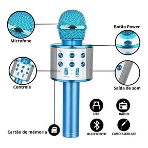 Microfone Infantil de Karaoke Bluetooth Sem Fio