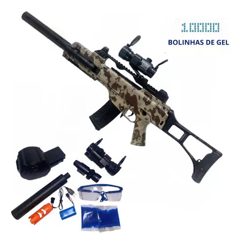 Lançador OrbiGel Ak47 Bolinhas De Gel Elétrica Automática (+10.000 Bolinhas)