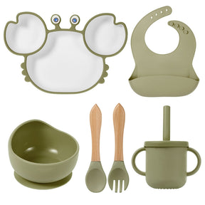 Kit Alimentação Infantil Silicone 6 Peças - Caranguejo