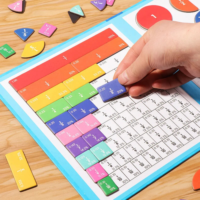 Jogo Matemático Montessori de Frações - Brinquedo Educativo Magnético