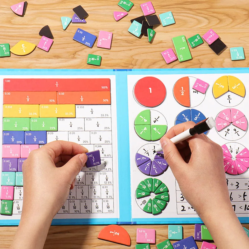 Jogo Matemático Montessori de Frações - Brinquedo Educativo Magnético