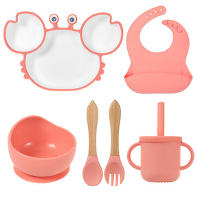 Kit Alimentação Infantil Silicone 6 Peças - Caranguejo