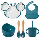 Kit Alimentação Infantil Silicone 6 Peças - Caranguejo
