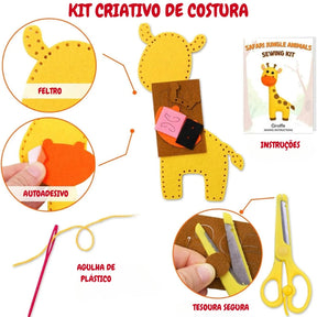 Kit Criativo de Costura - Animais da Floresta em Feltro para Crianças